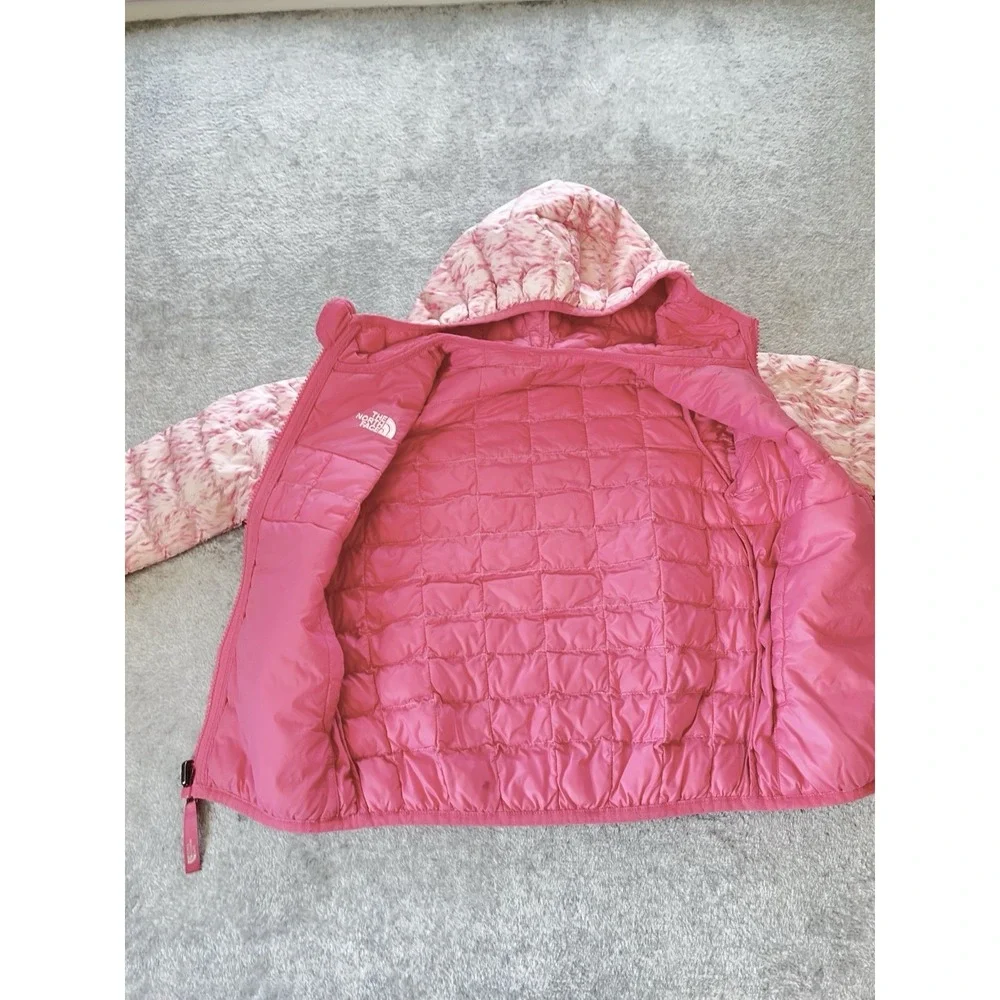 THE NORTH FACE Kid Thermoball Full Zip Hooded Jacket Pink Size 5 Reversible